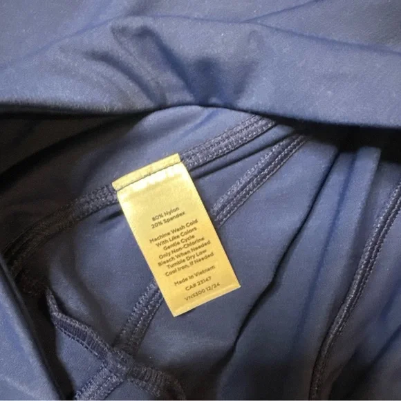 Talbots Performance Interlock Capri Leggings Tie Dye Trim Navy Sz Large - Picture 7 of 9